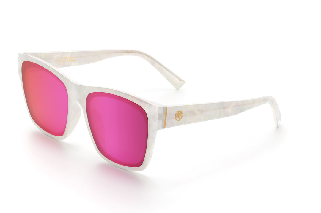 Heat Wave Visual Womens Marylin Sunglasses with pearl white frame and fuchsia lens.