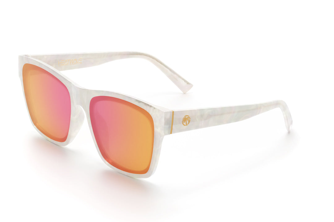 Heat Wave Visual Womens Marylin Sunglasses with pearl white frame and rose gold lens.