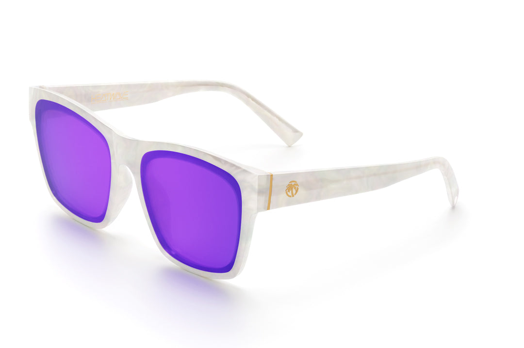 Heat Wave Visual Womens Marylin Sunglasses with pearl white frame and ultra violet lens.