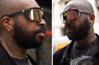 Future Tech Sunglasses: Black Frame Rose Gold Z87+