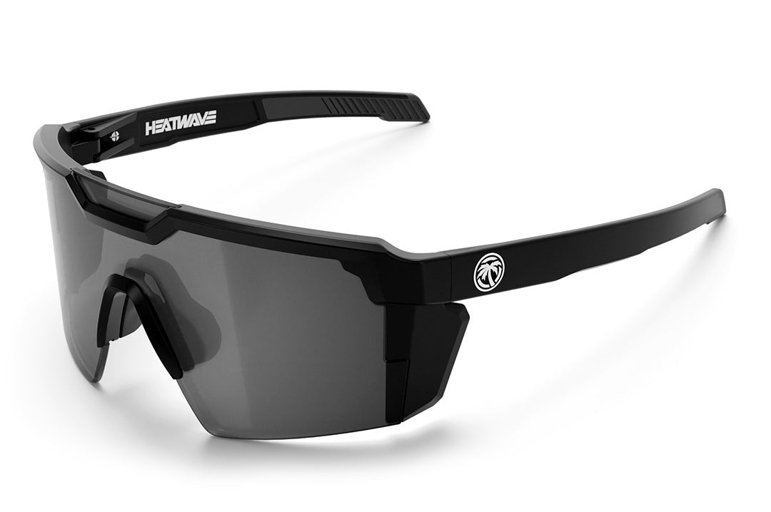 Heat Wave Visual Future Tech Sunglasses with black frame and silver lens.