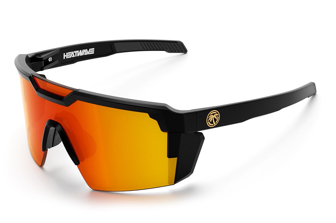 Heat Wave Visual Future Tech Sunglasses with black frame and sunblast orange yellow lens.