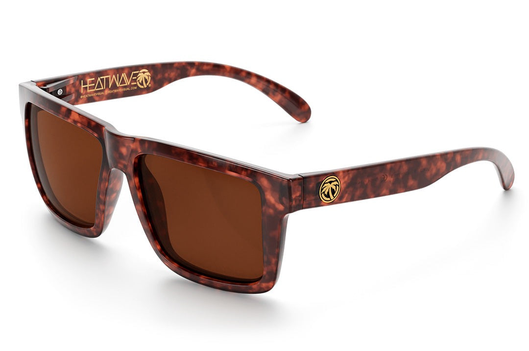 Heat Wave Visual XL Vise Sunglasses with tortoise frame, tortoise arms and brown lenses.