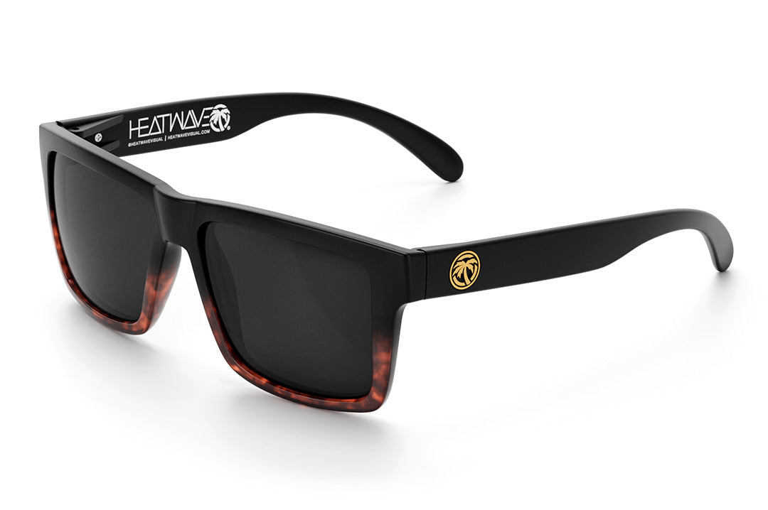 Heat Wave Visual Vise Sunglasses whiskey fader frame and black lenses.
