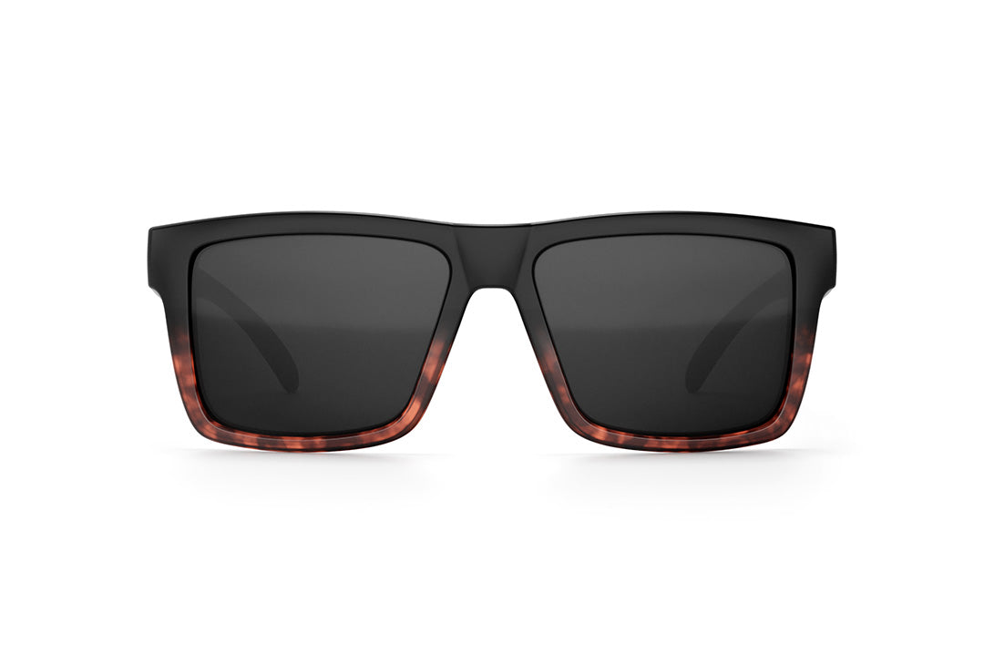 Front of the Heat Wave Visual Vise Sunglasses whiskey fader frame and black lenses.