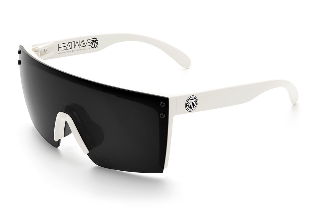 Heat Wave Visual Lazer Face Z87 Sunglasses with white frame and black lens.