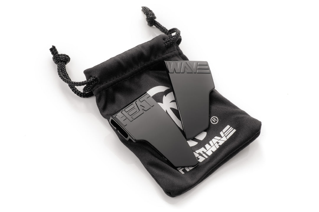 Heat Wave Visual Lazer Face Black Side Shields on microfiber bag.
