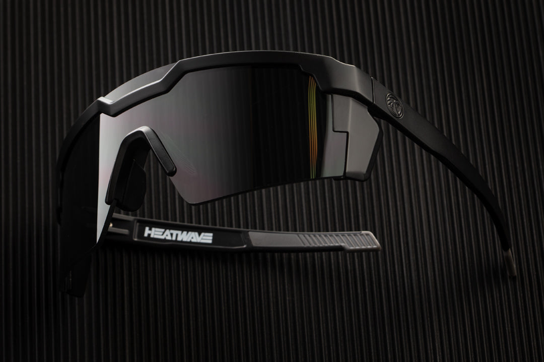 Heat Wave Visual Future Tech Sunglasses with black frame and black lens.