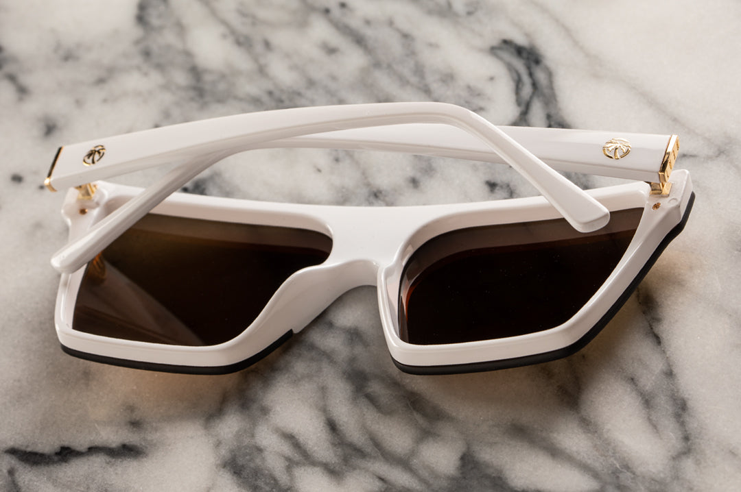 Back of the Heat Wave Visual Womens Clarity Sunglasses with white frame.