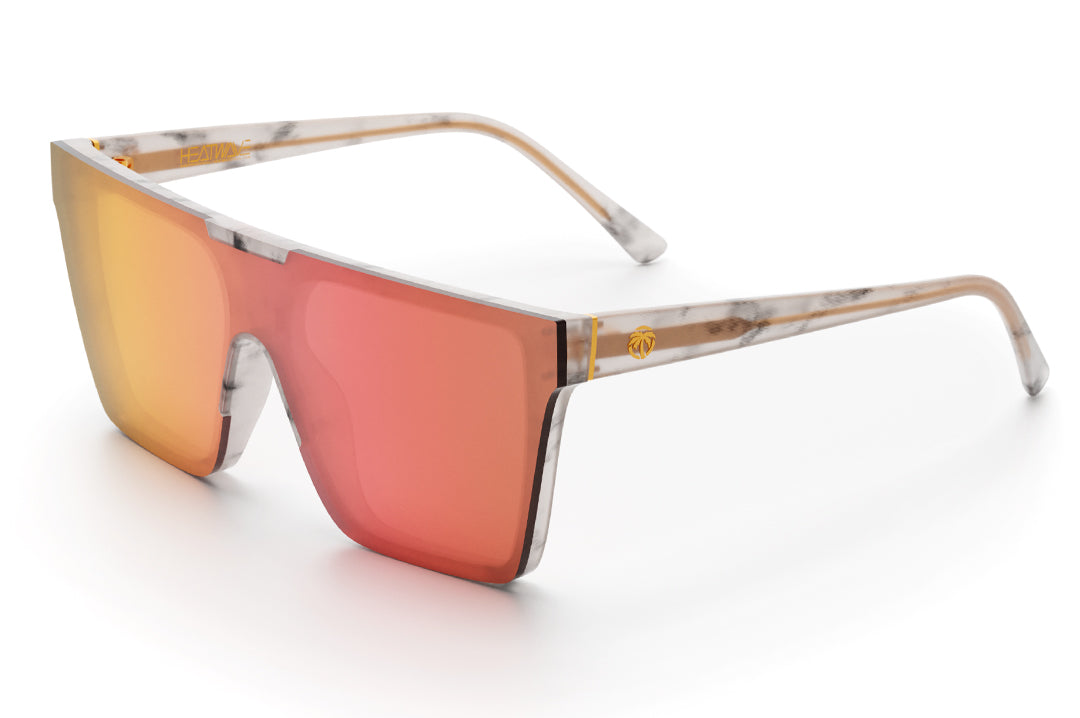 Heat Wave Visual Womens Clarity Sunglasses with marble frame and rose gold lens.