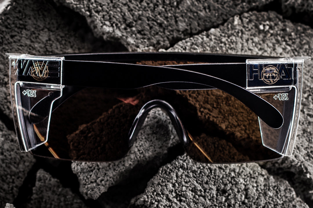 Back view of Heat Wave Visual Lazer Face Clear Side Shields on Sunglasses.