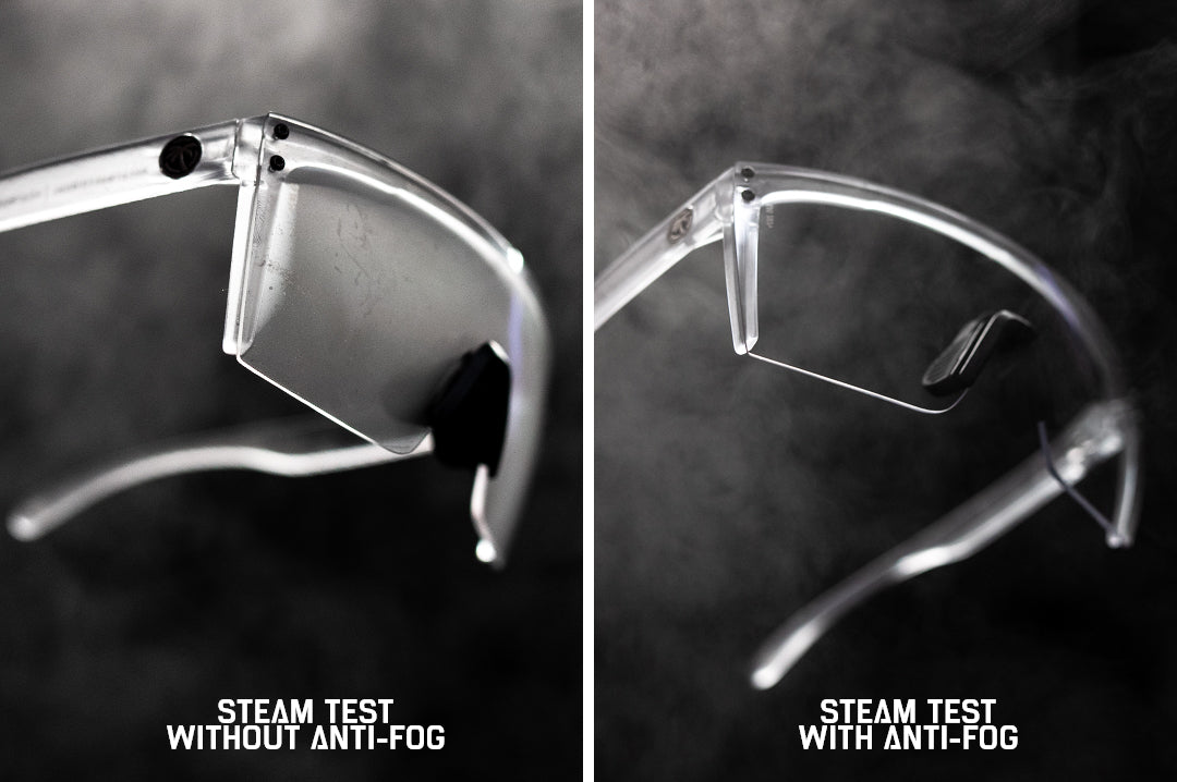 Steam test with Heat Wave Visual Lazer Face Z87 Anti-fog Clear Sunglasses.
